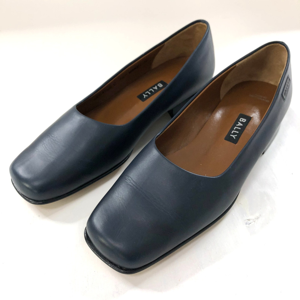 Bally 5 Women's Leather Slip On Pumps Low Heel Formal Dress Shoes Blue PLS READ